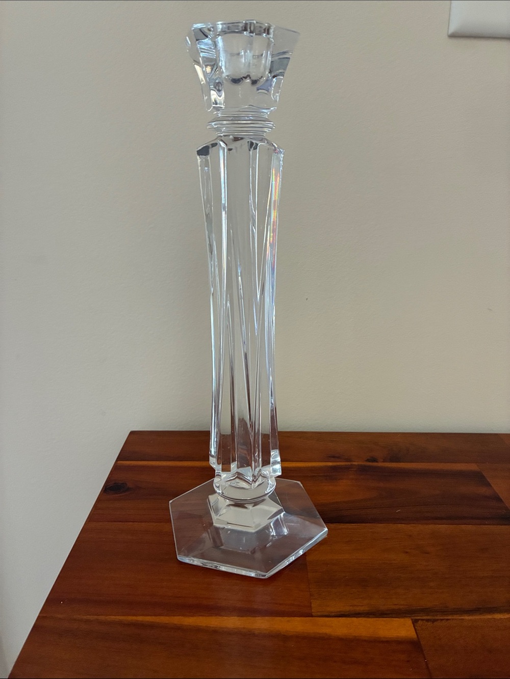Samobor lead  Crystal Taper Candlestick Holder - Transparent